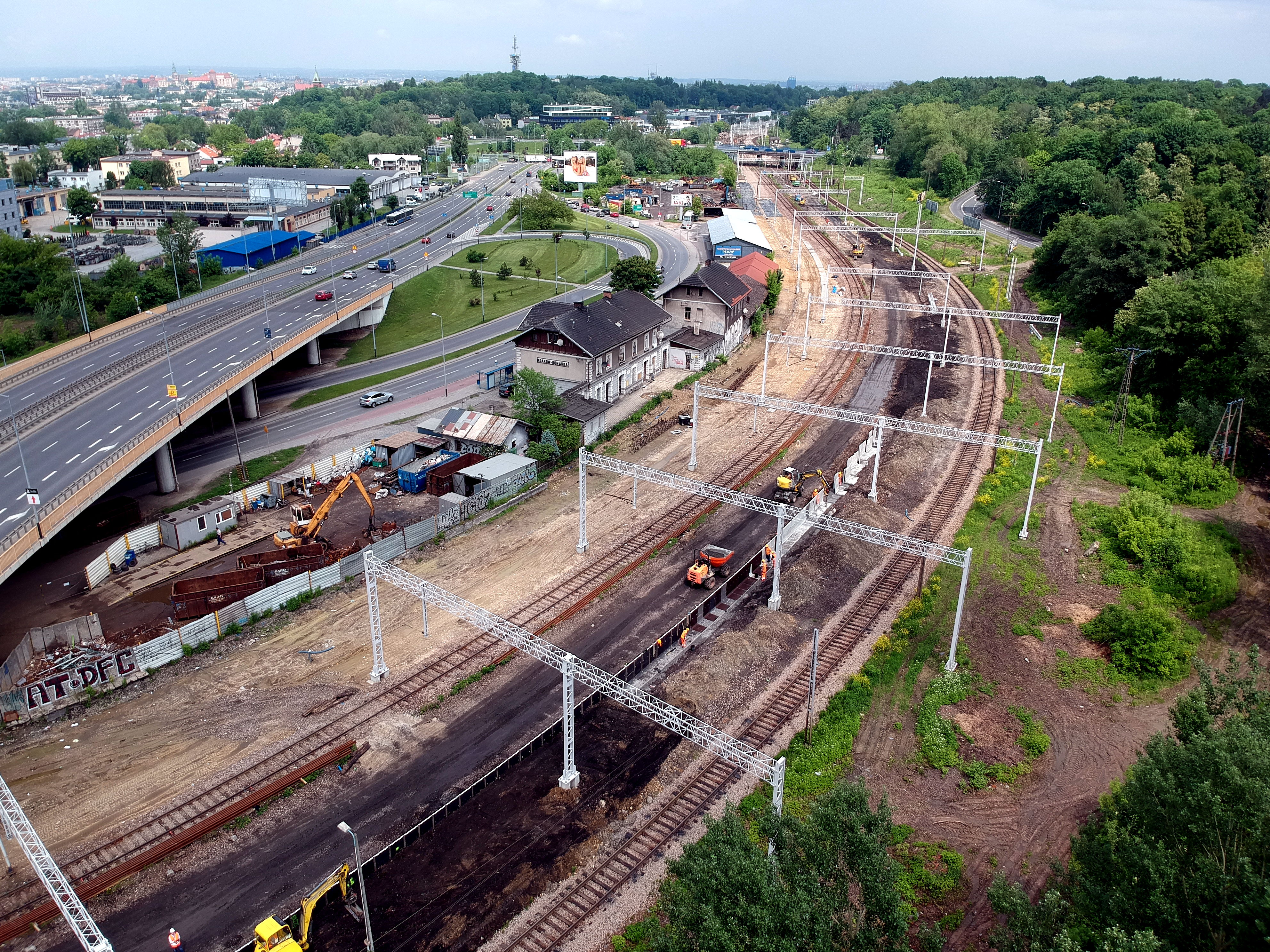Prace budowlane na torze kolejowym, Kraków  - Jernbanearbejde