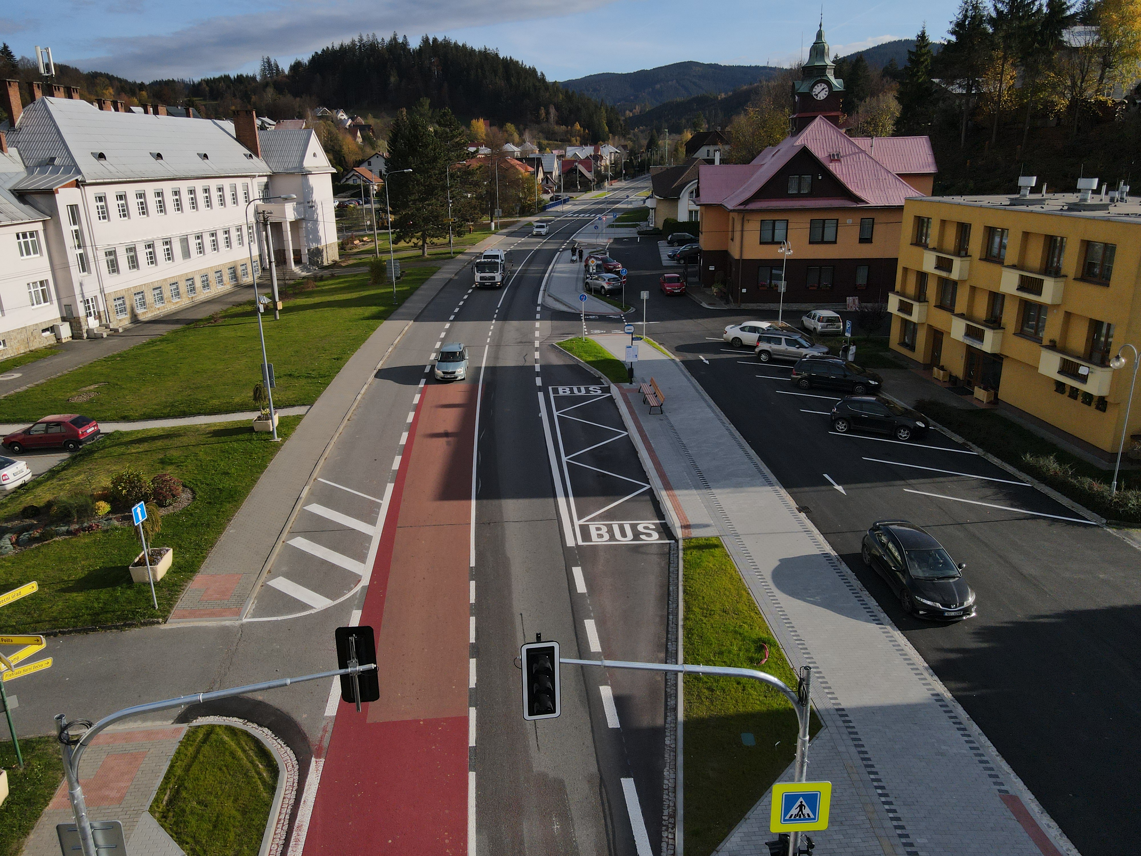 Horní Bečva – výstavba cyklostezky centrem obce - Vej- og brobyggeri