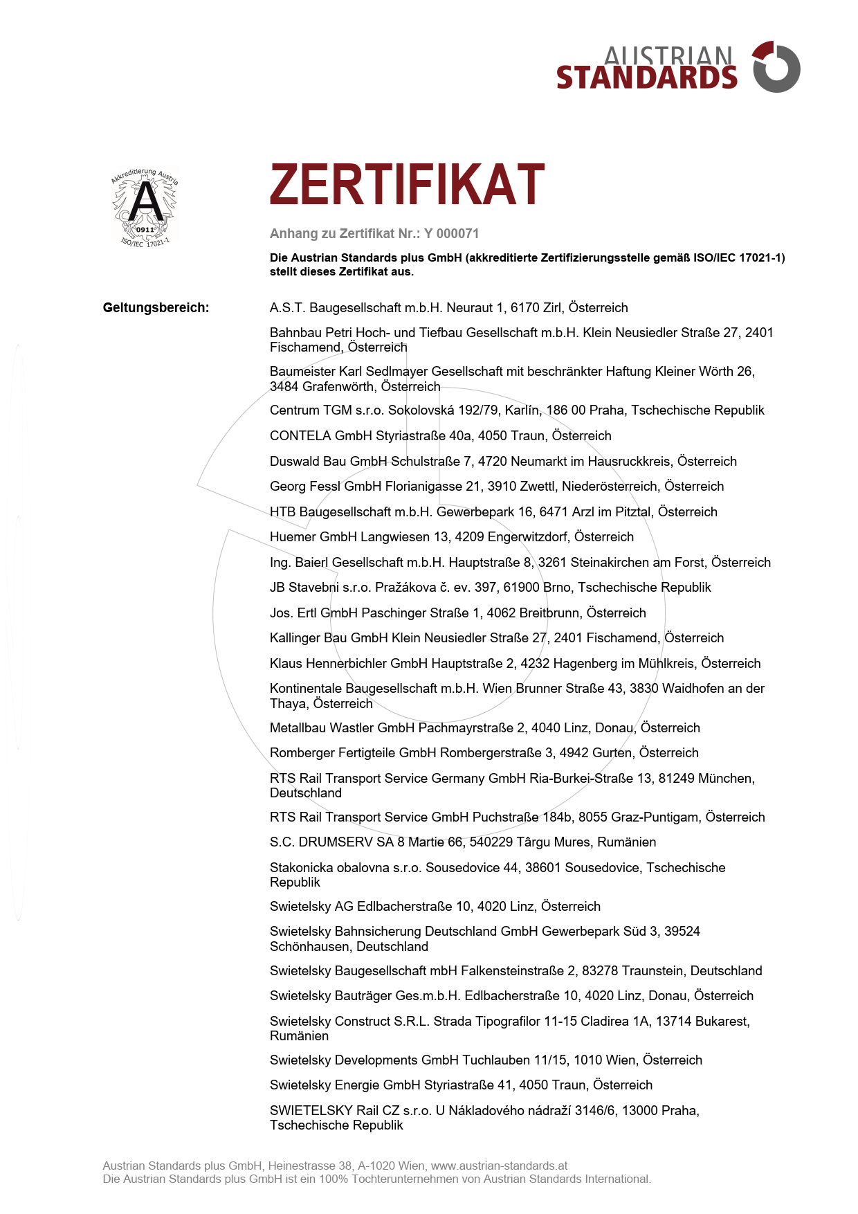 ISO Zertifikat 37001 Swietelsky Y 000071 20250401 DE DE 2